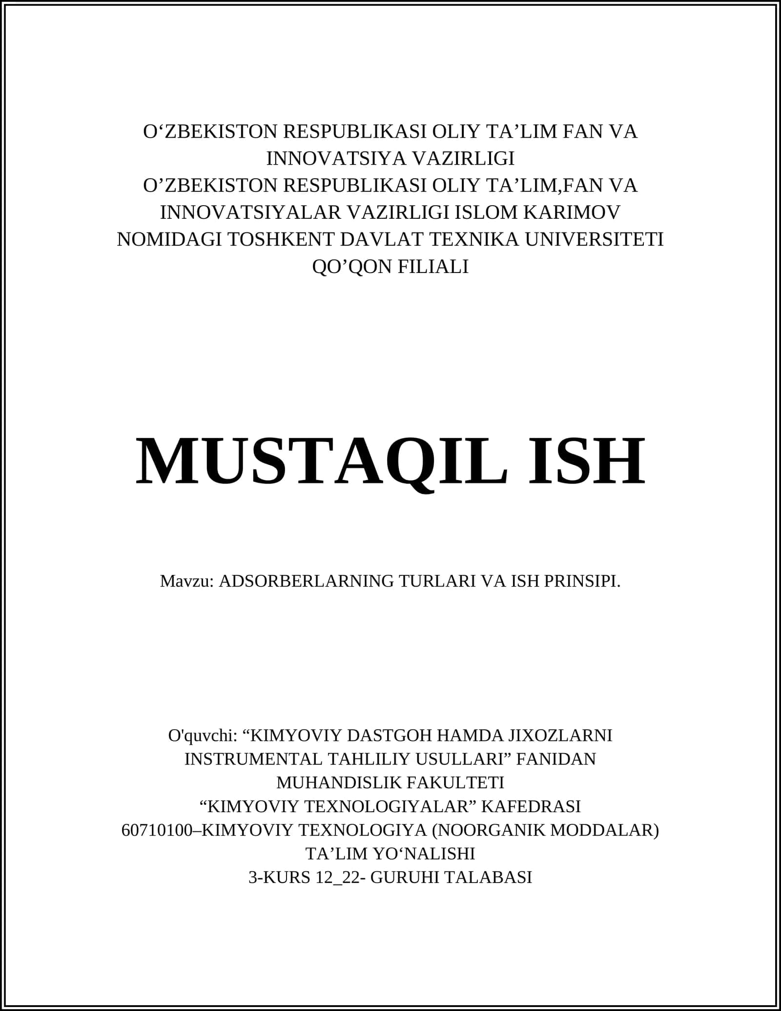ADSORBERLARNING TURLARI VA ISH PRINSIPI 1
