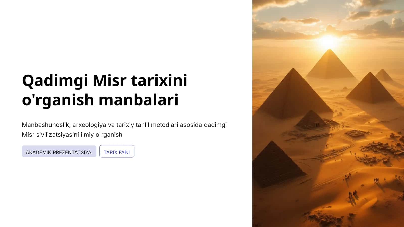 Qadimgi Misr tarixini o'rganish manbalari. 1