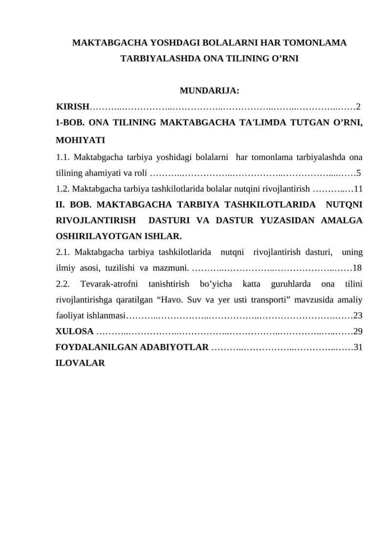 MAKTABGACHA YOSHDAGI BOLALARNI HAR TOMONLAMA TARBIYALASHDA ONA TILINING O’RNI 1