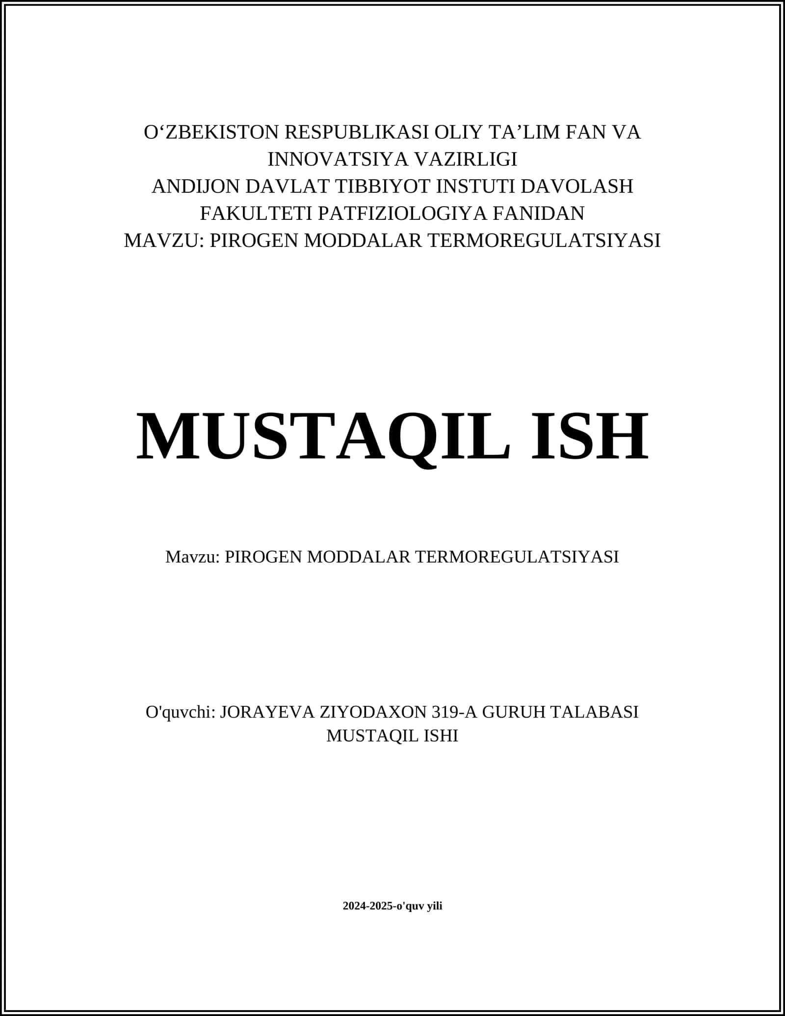 PIROGEN MODDALAR TERMOREGULATSIYASI 1