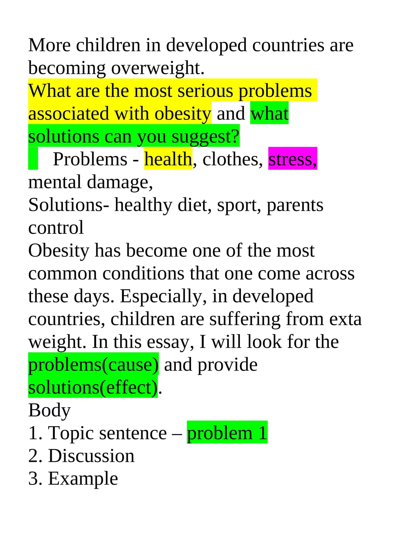 Problems and Solutions of Childhood Obesity 1