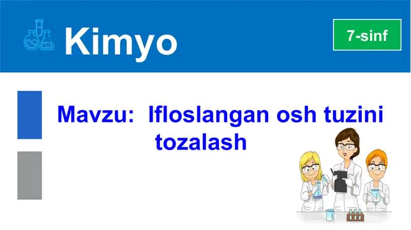 Ifloslangan osh tuzini tozalash 1