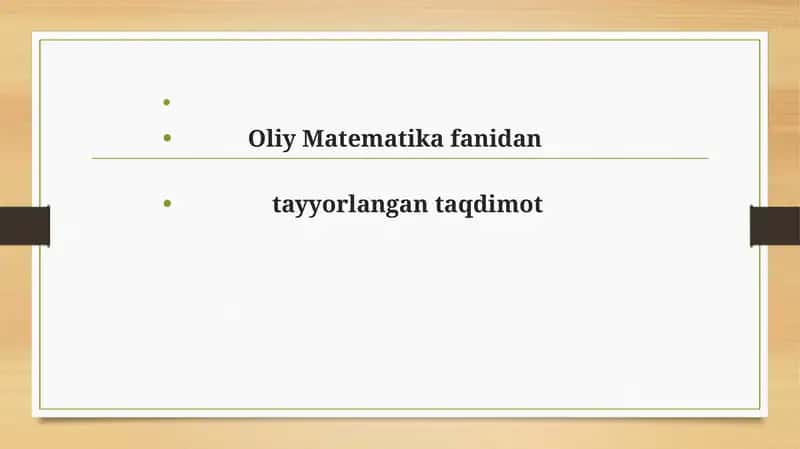 Tasodifiy hodisalar va ehtimollik. 1