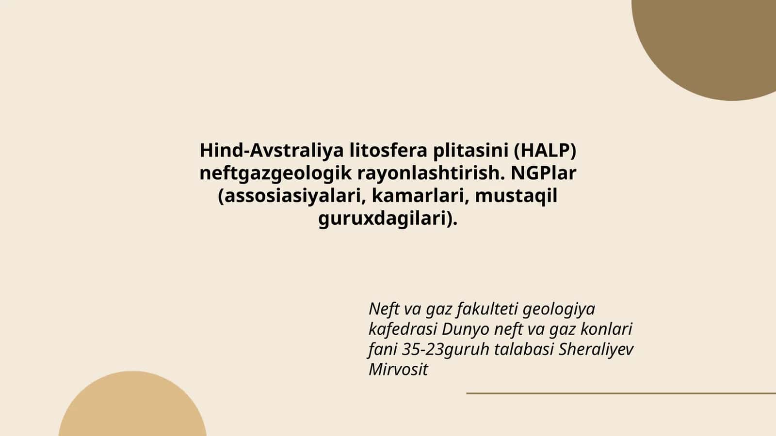 Hind-Avstraliya litosfera plitasini (HALP) neftgazgeologik rayonlashtirish 1