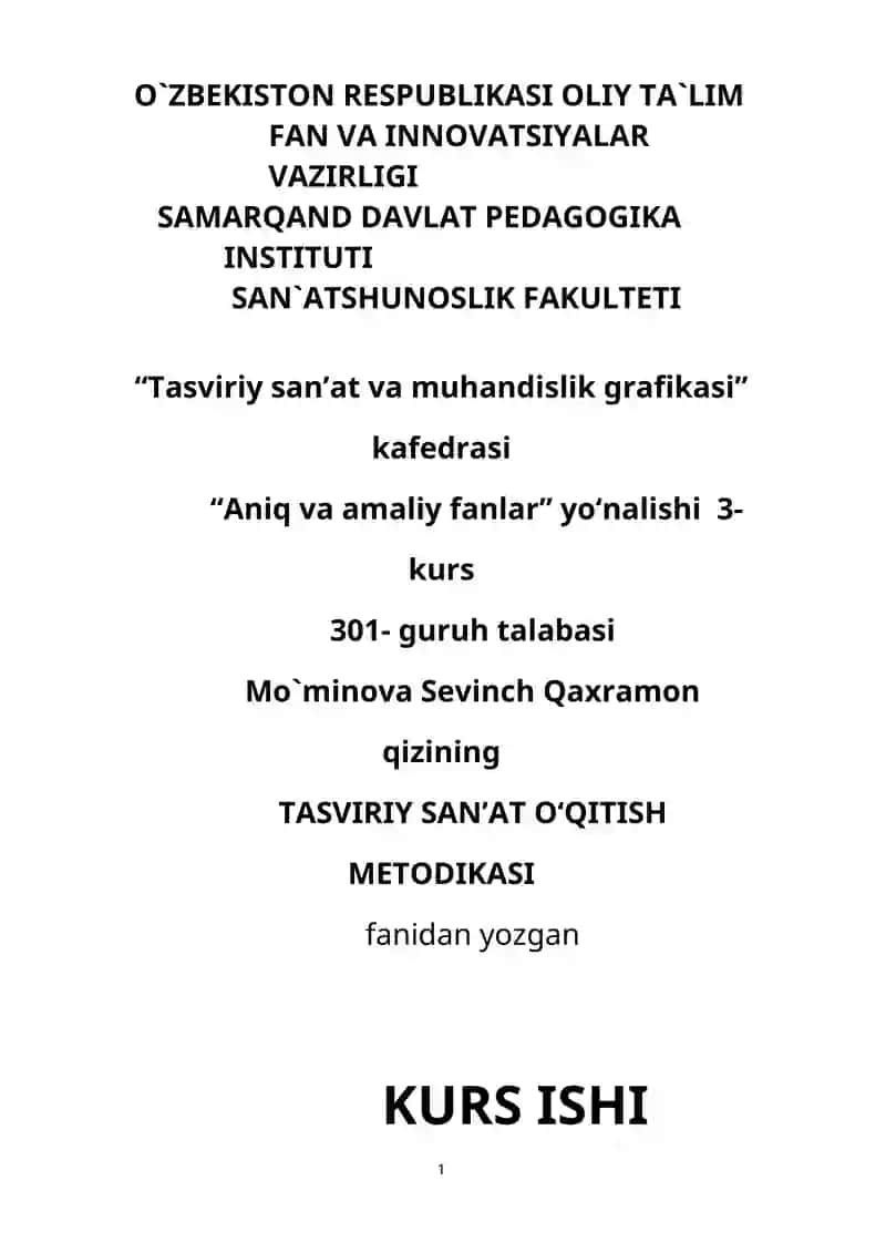 Haykaltaroshlik kurs ishi