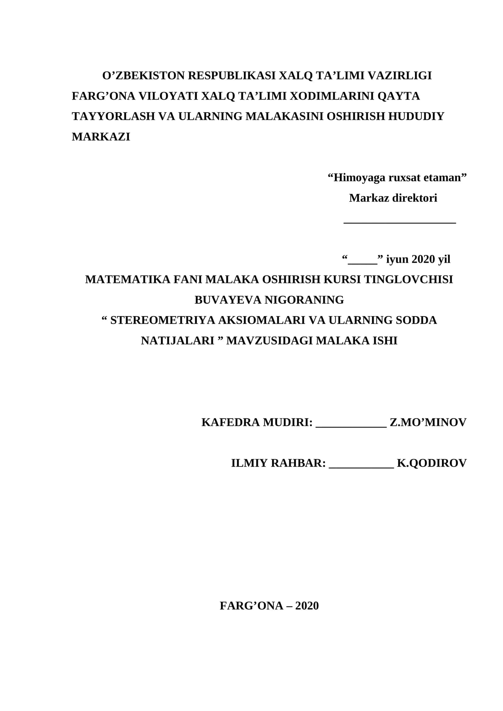 Stereometriya aksiomalari va uning natijalari 1