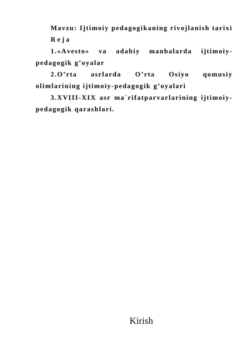 Ijtimoiy pedagogikaning rivojlanish tarixi 1