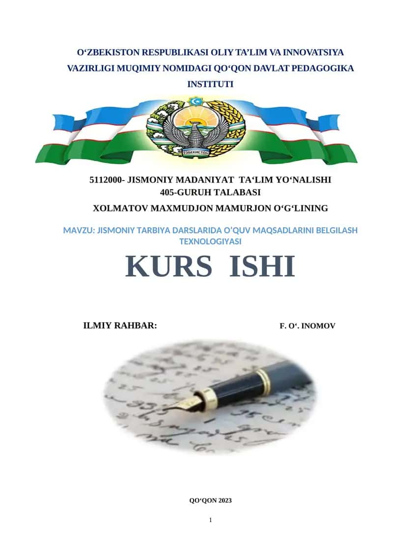 JISMONIY TARBIYA DARSLARIDA O’QUV MAQSADLARINI BELGILASH TEXNOLOGIYASI 1