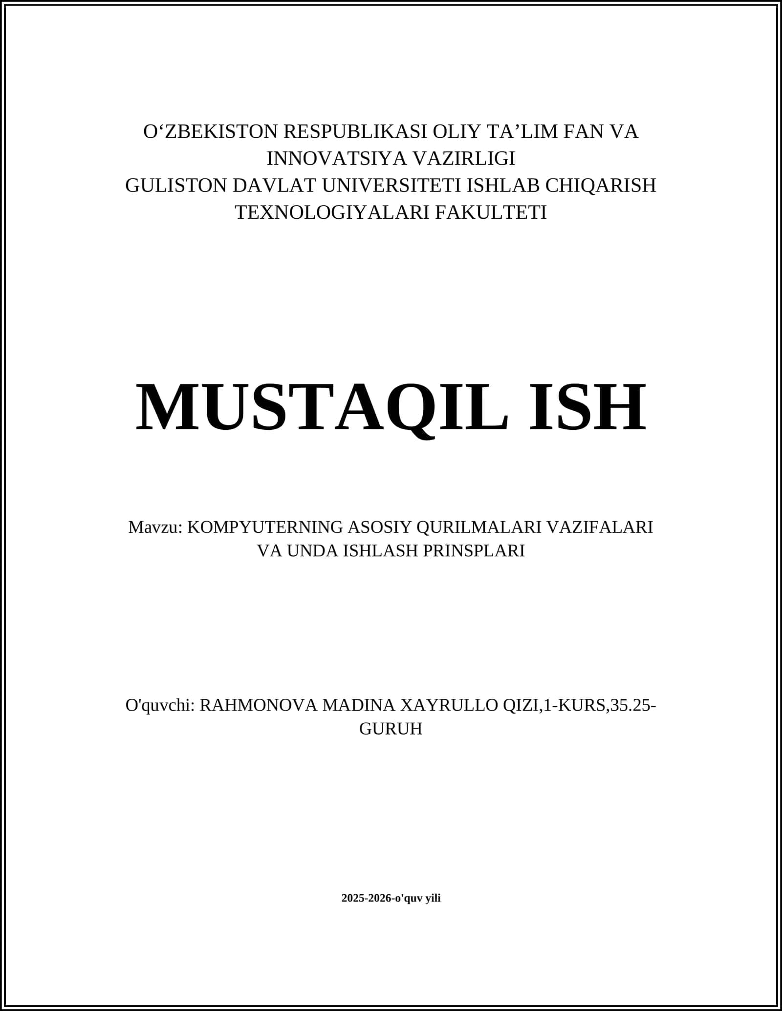Markaziy protsessor (CPU): tuzilishi va vazifalari 1