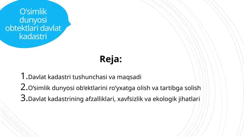 O'simlik dunyosi obtektlari davlat kadastri 1