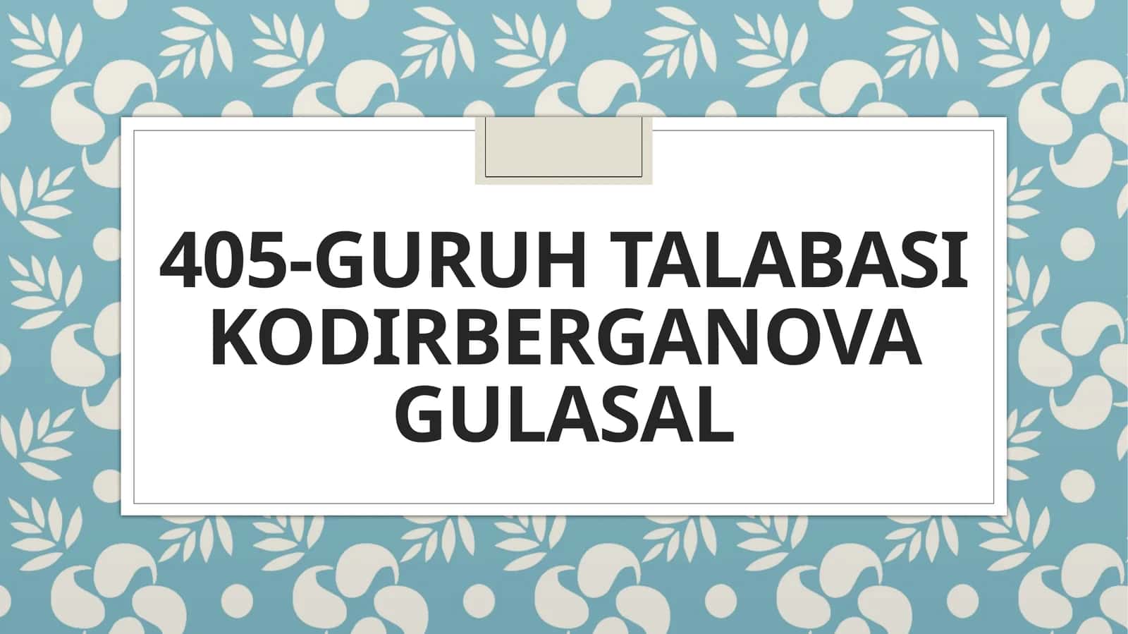 Nafas olish fiziologiyasi 1