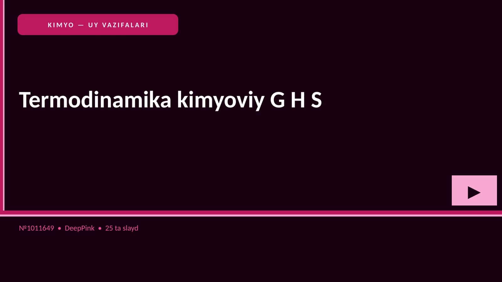 Termodinamika kimyoviy G H S 1