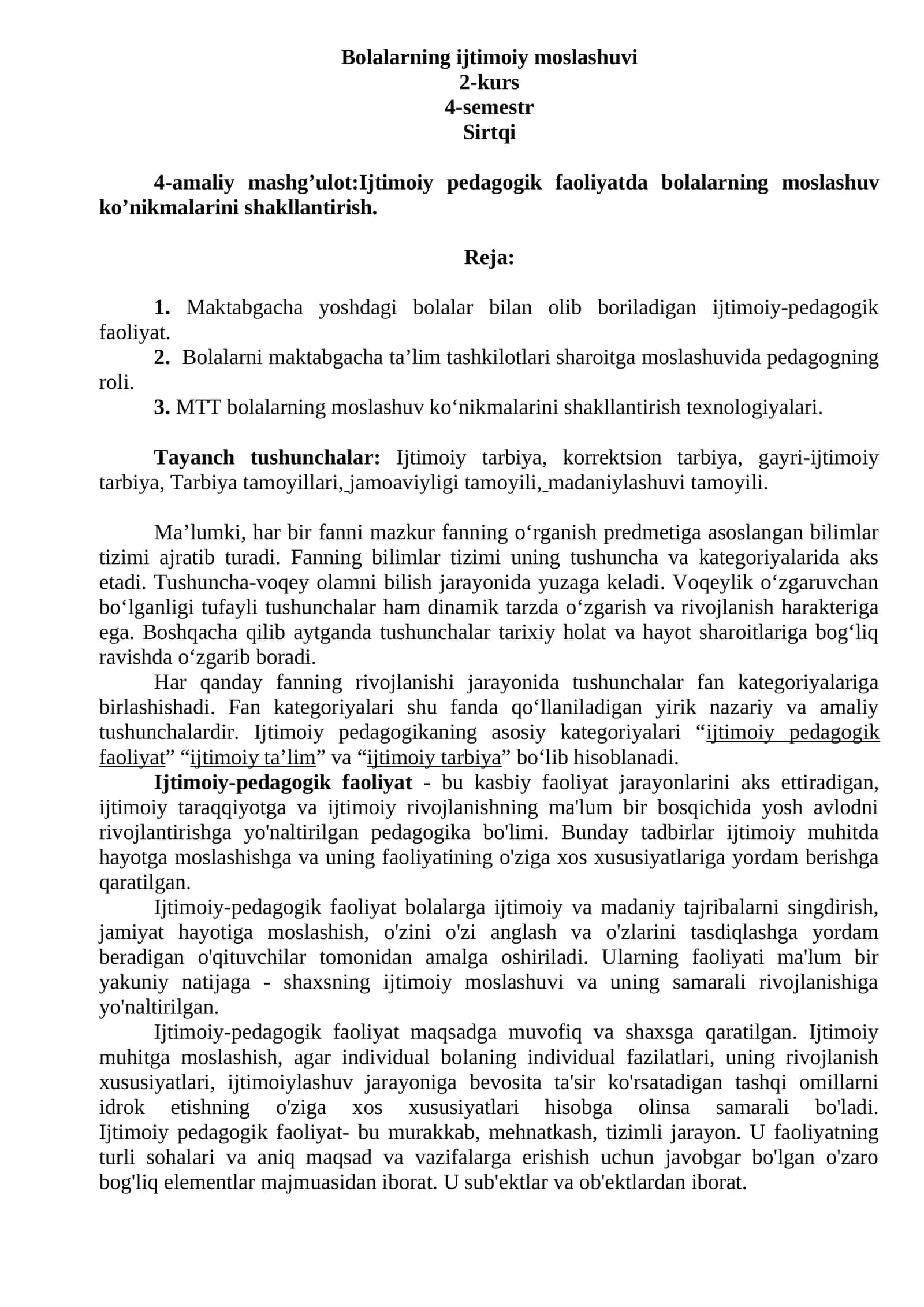 Bolalarning ijtimoiy moslashuvi 1