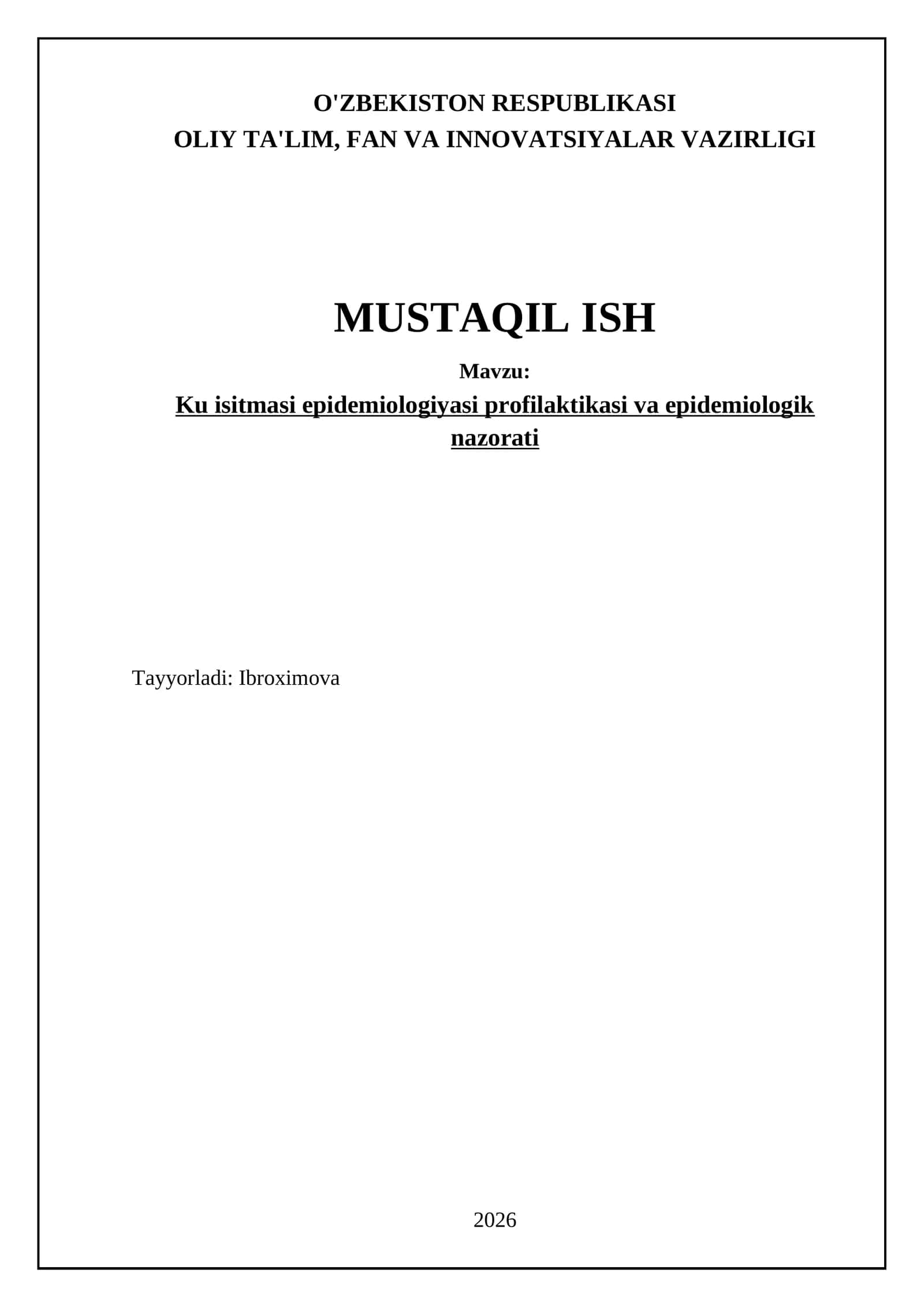 Ku isitmasi epidemiologiyasi profilaktikasi va epidemiologik nazorati 1