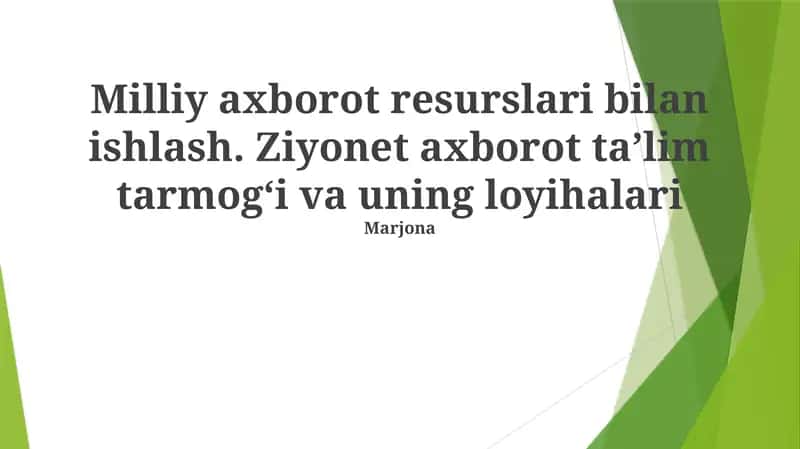 Ziyonet Loyihalari va Dasturlari 1