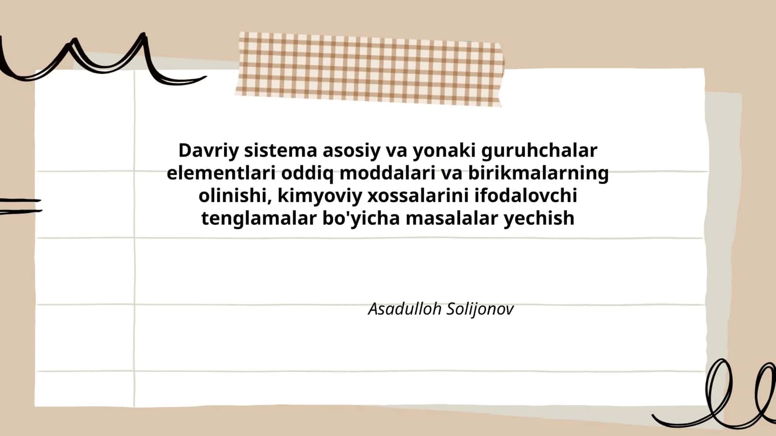 Davriy sistema asosiy va yonaki guruhchalar elementlari 1