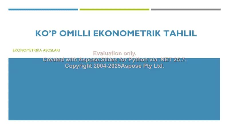 KO’P OMILLI EKONOMETRIK TAHLIL 1