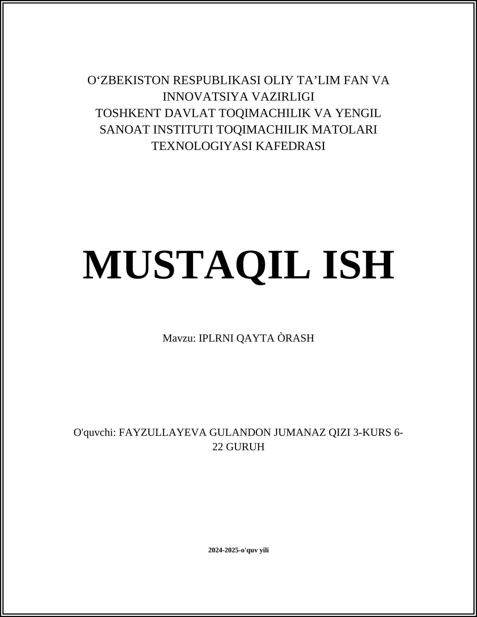 IPLRNI QAYTA ÒRASH 1