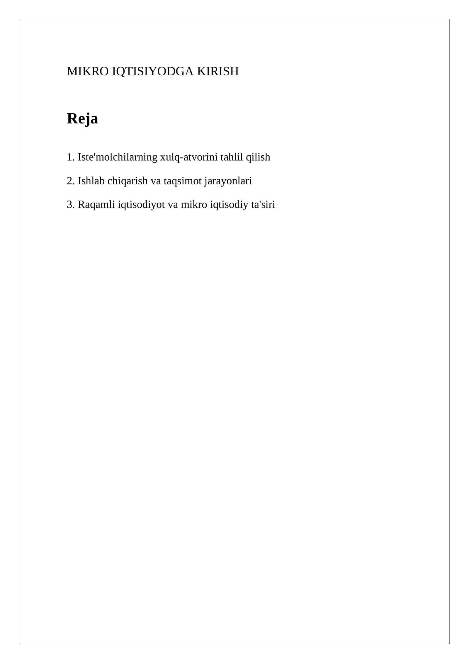Mikro Iqtisodiyotga Kirish 1