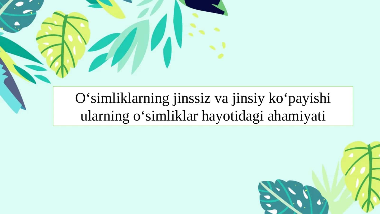 Oʻsimliklarning jinssiz va jinsiy koʻpayishi ularning oʻsimliklar hayotidagi ahamiyati 1