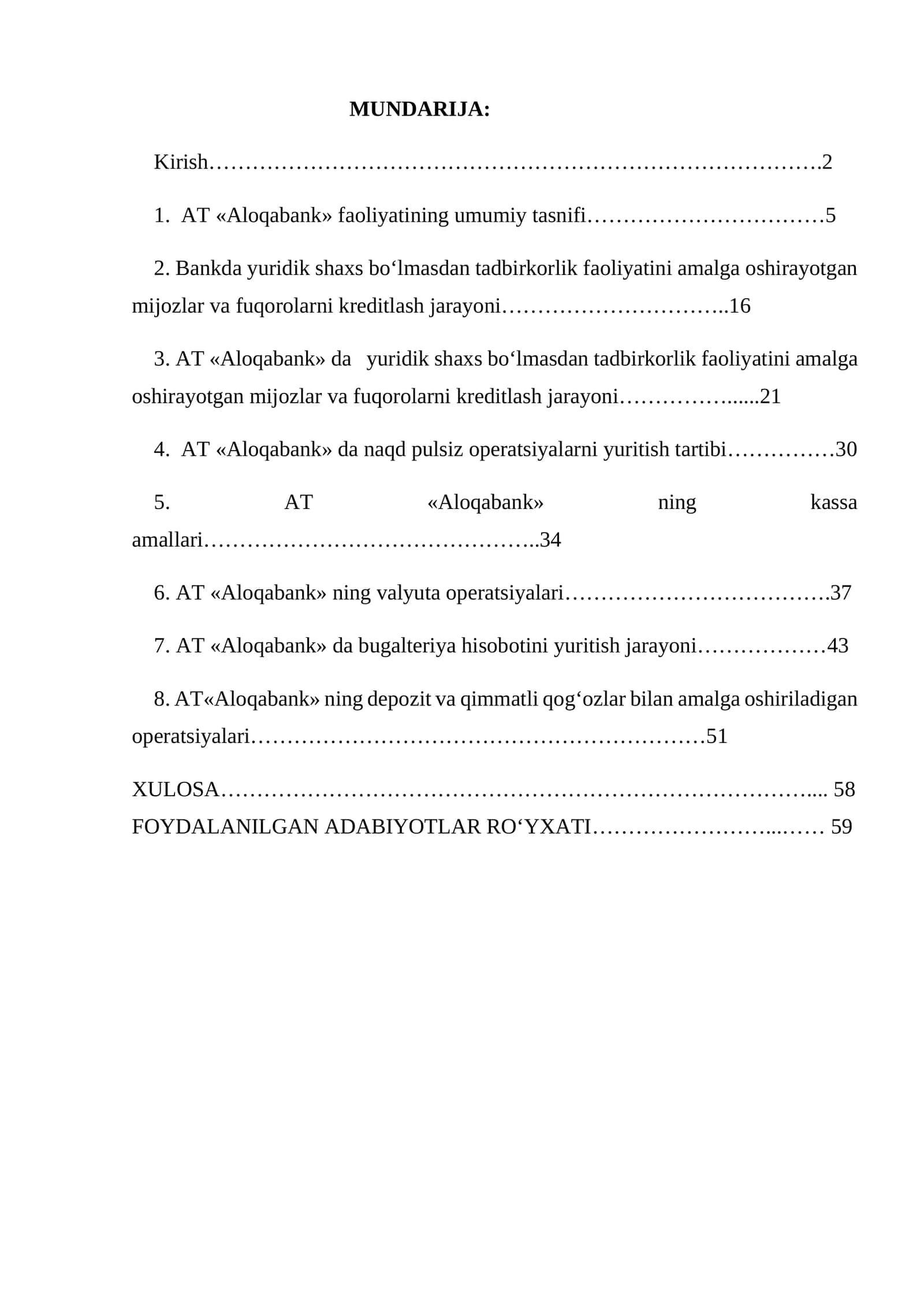AT «Aloqabank» faoliyatining umumiy tasnifi Aloqabank hisoboti 1
