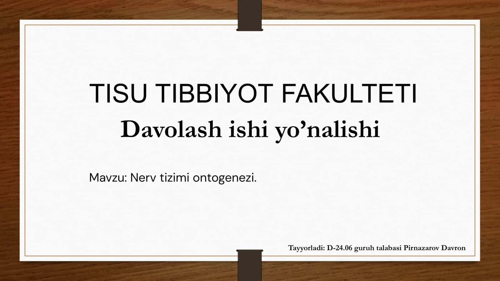 Nerv tizimi ontogenezi 1