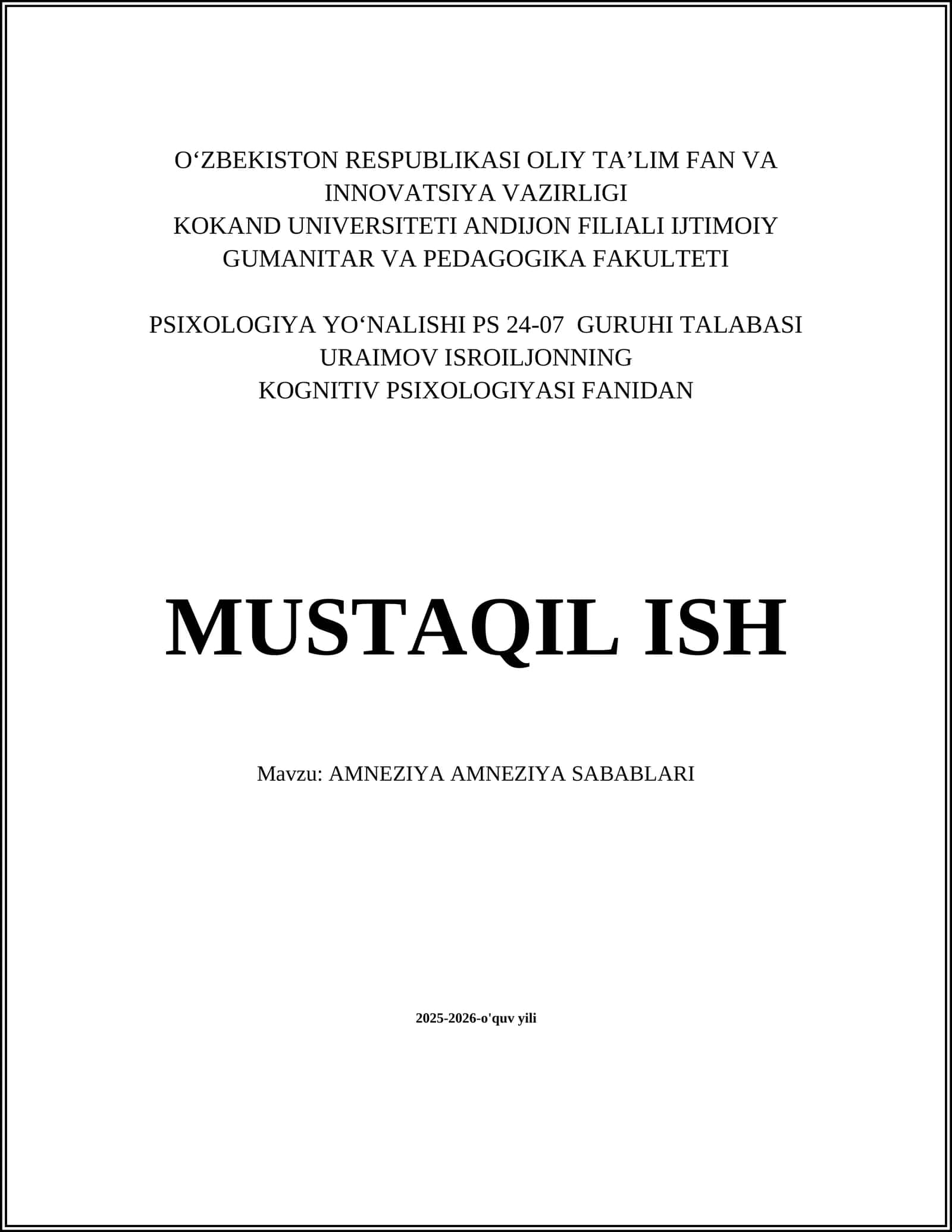 AMNEZIYA AMNEZIYA SABABLARI 1