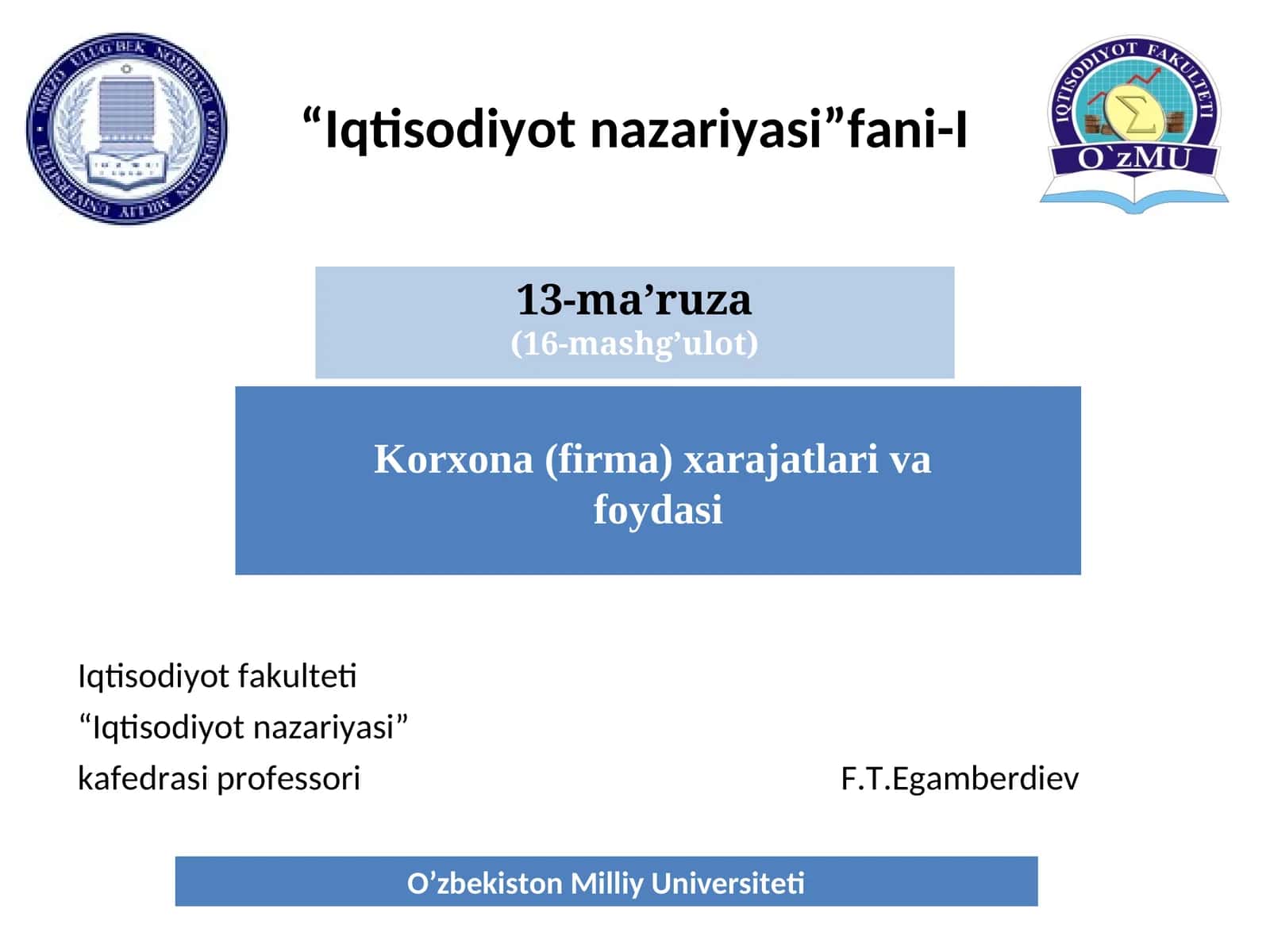 Korxona (firma) xarajatlari va foydasi 1