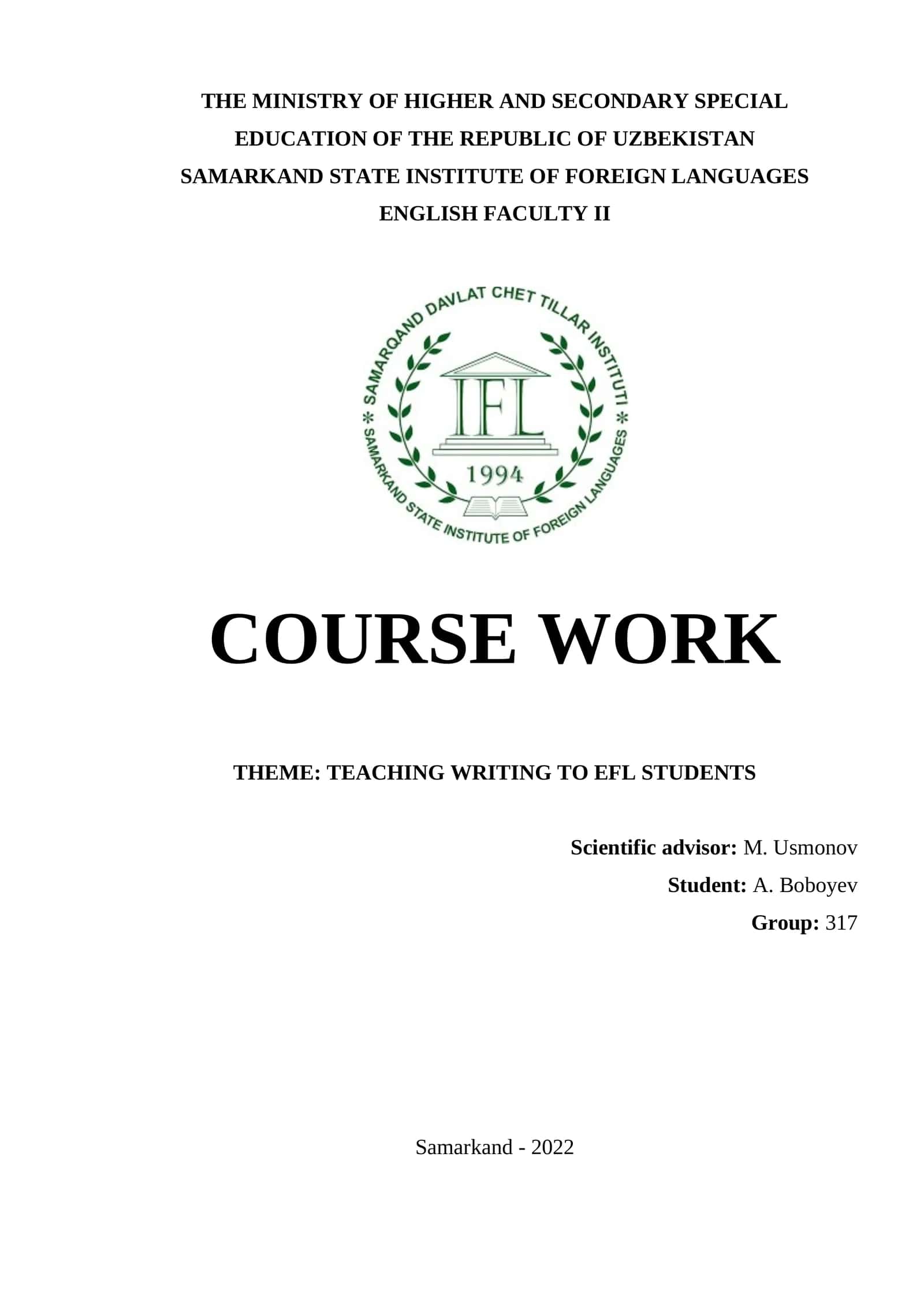TEACHING WRITING TO EFL STUDENTS 1