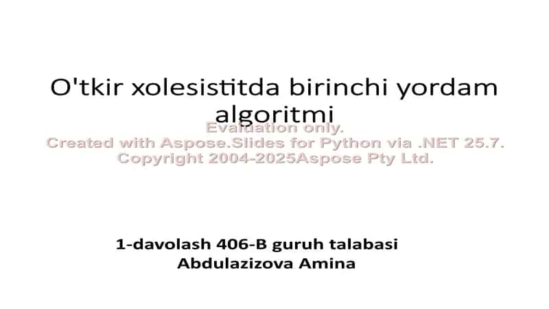 O'tkir xolesistitda birinchi yordam algoritmi 1