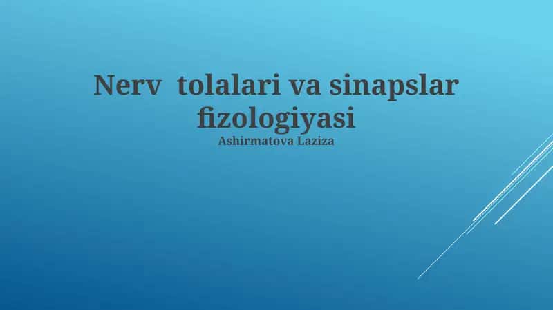 Nerv tolalari va sinapslar fizologiyasi 1