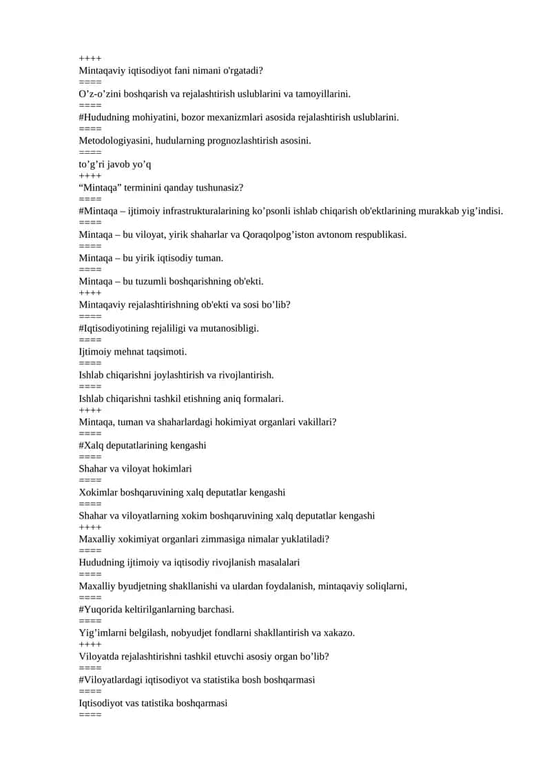 Mintaqaviy iqtisodiyot fani nimani o'rgatadi? 1