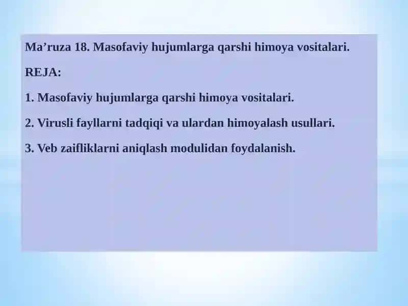 Masofaviy hujumlariga qarshi himoya vositalari