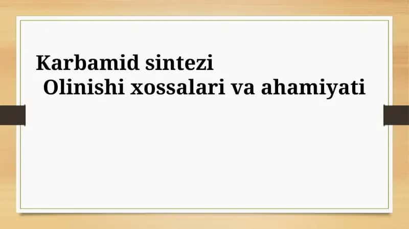 Karbamid Sintezi 1