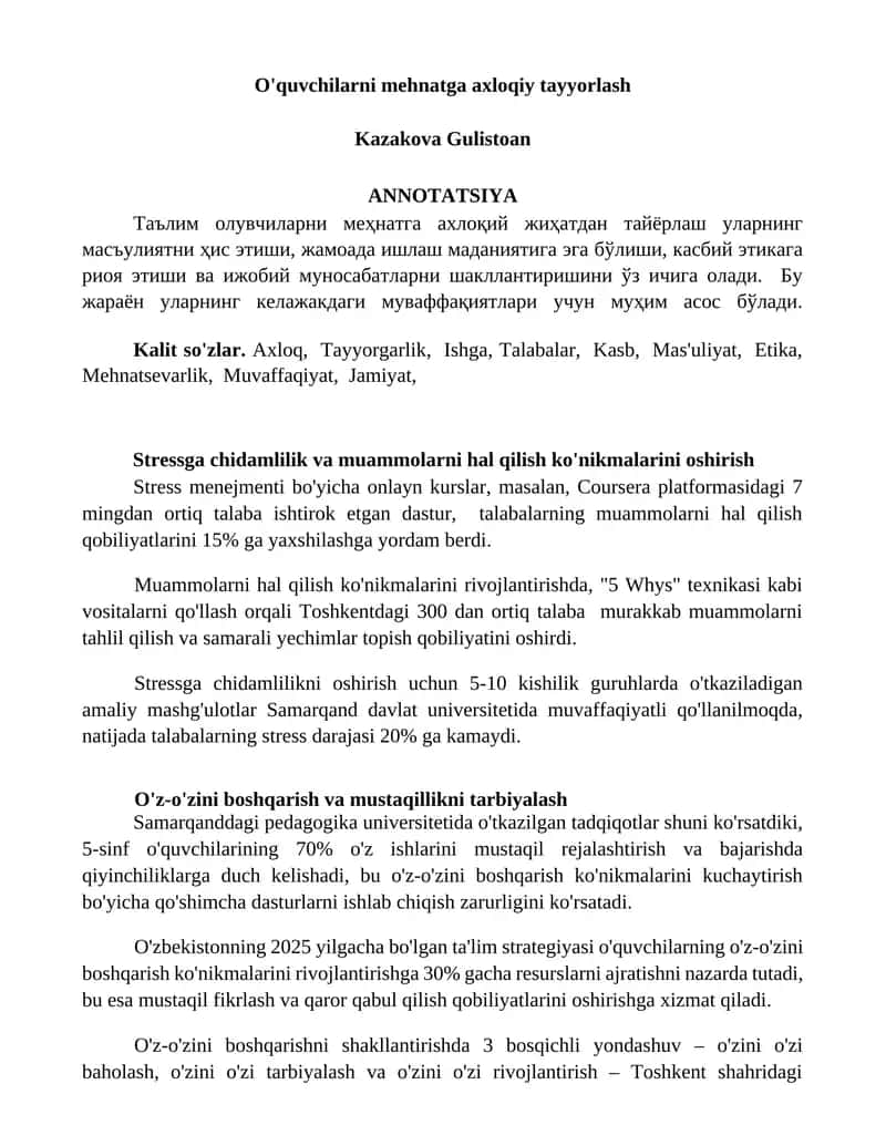 O'quvchilarni mehnatga axloqiy tayyorlash 1