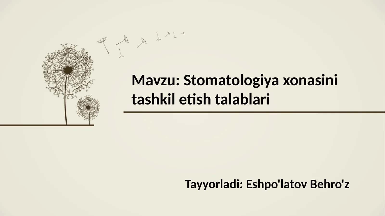Stomatologiya xonasini tashkil etishtalablari 1