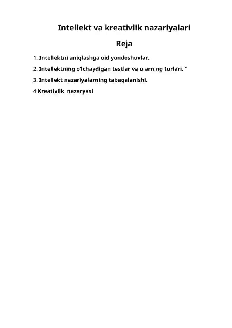 Intellekt va kreativlik nazariyalari