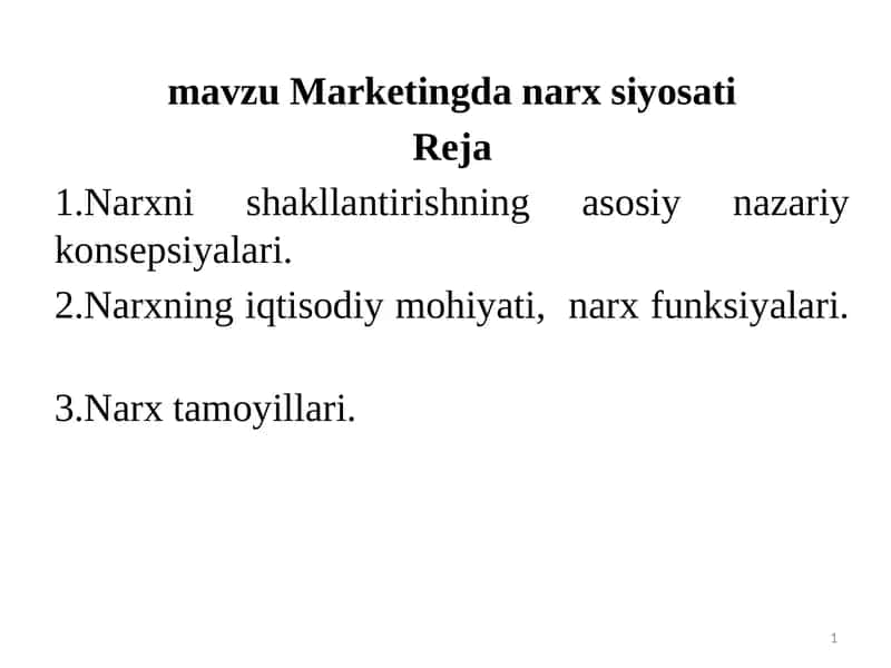 Marketingda narx siyosati 1
