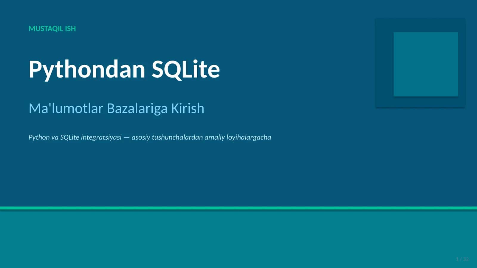 Ma'lumotlar Bazalariga Kirish 1
