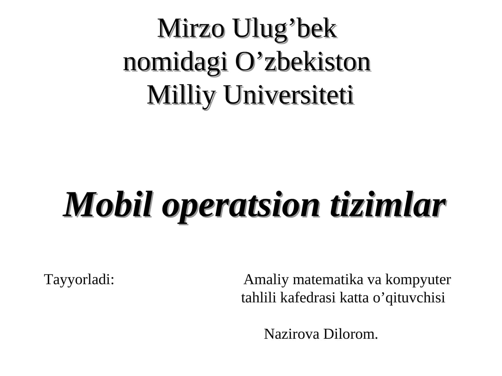 Mobil operatsion tizimlar 1