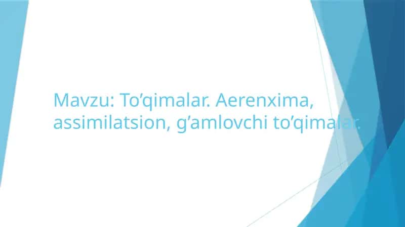 To’qimalar. Aerenxima, assimilatsion, g’amlovchi to’qimalar. 1