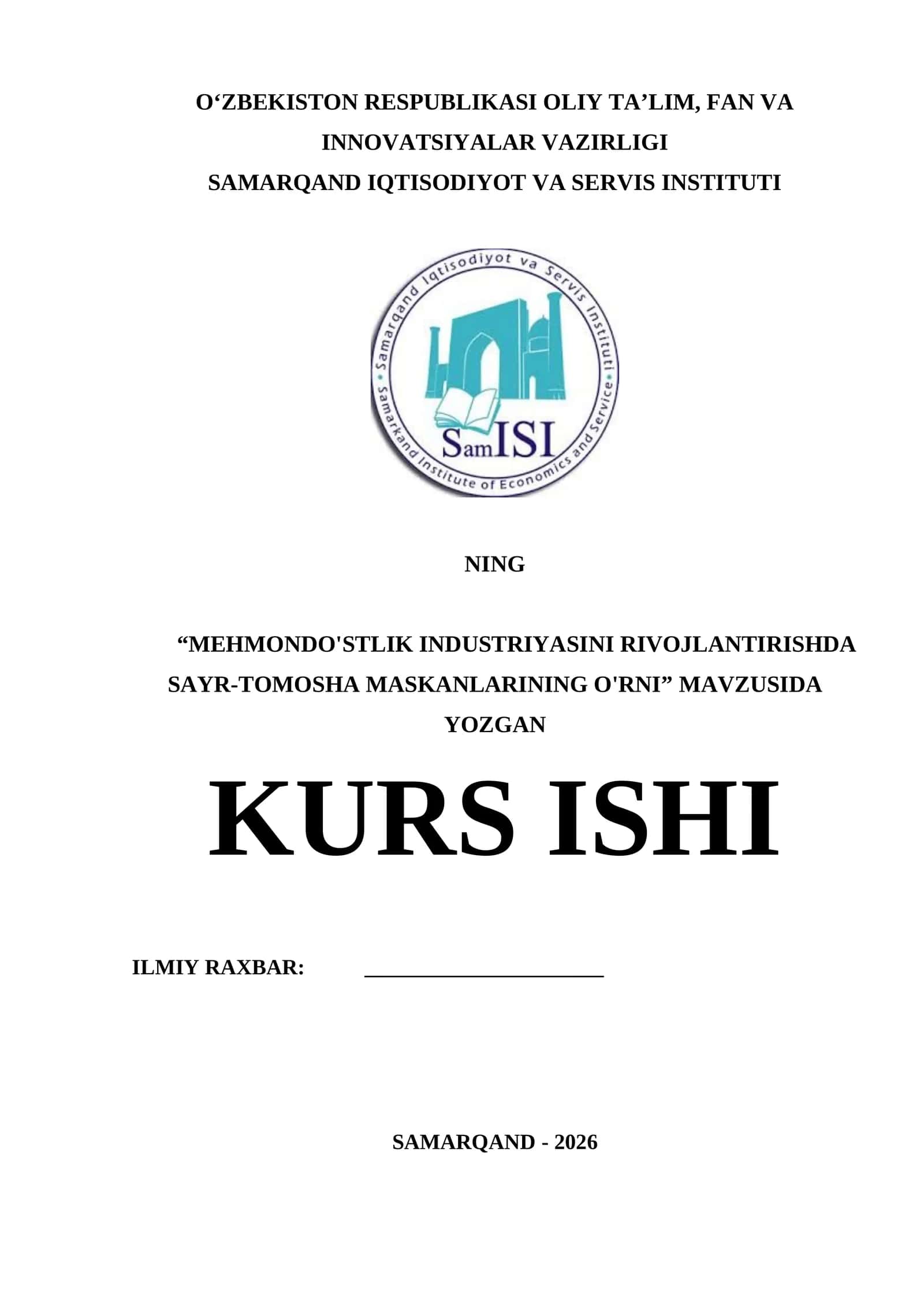 MEHMONDO'STLIK INDUSTRIYASINI RIVOJLANTIRISHDA SAYR-TOMOSHA MASKANLARINING O'RNI 1