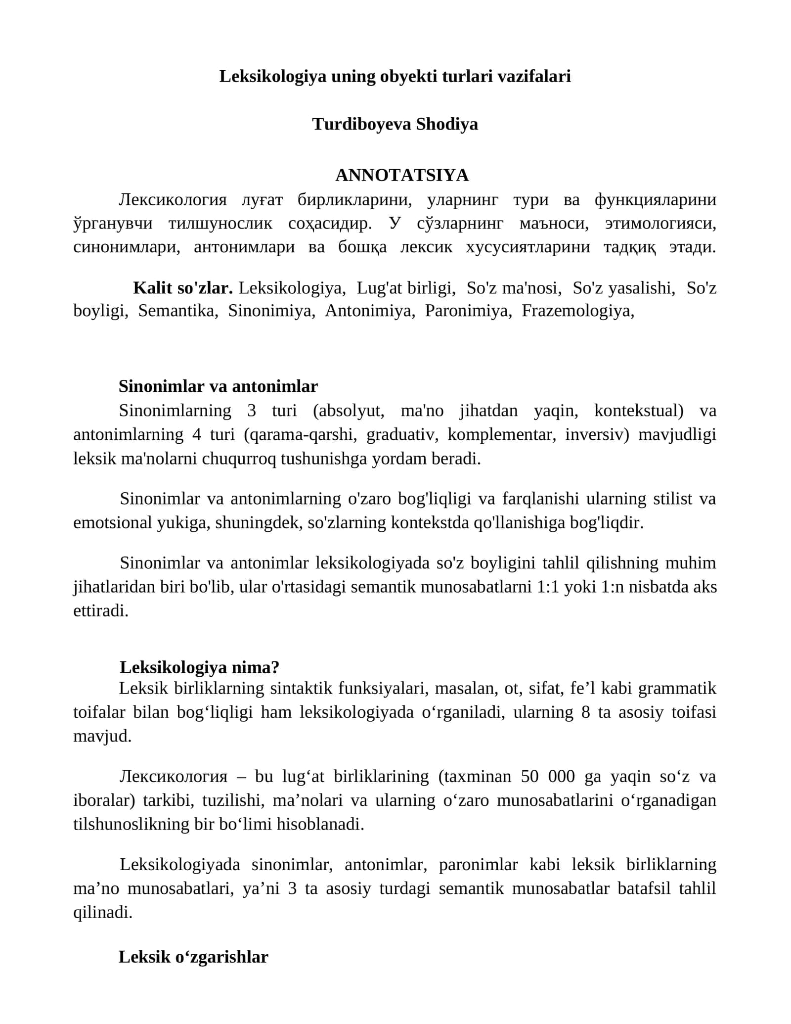 Leksikologiya uning obyekti turlari vazifalari 1