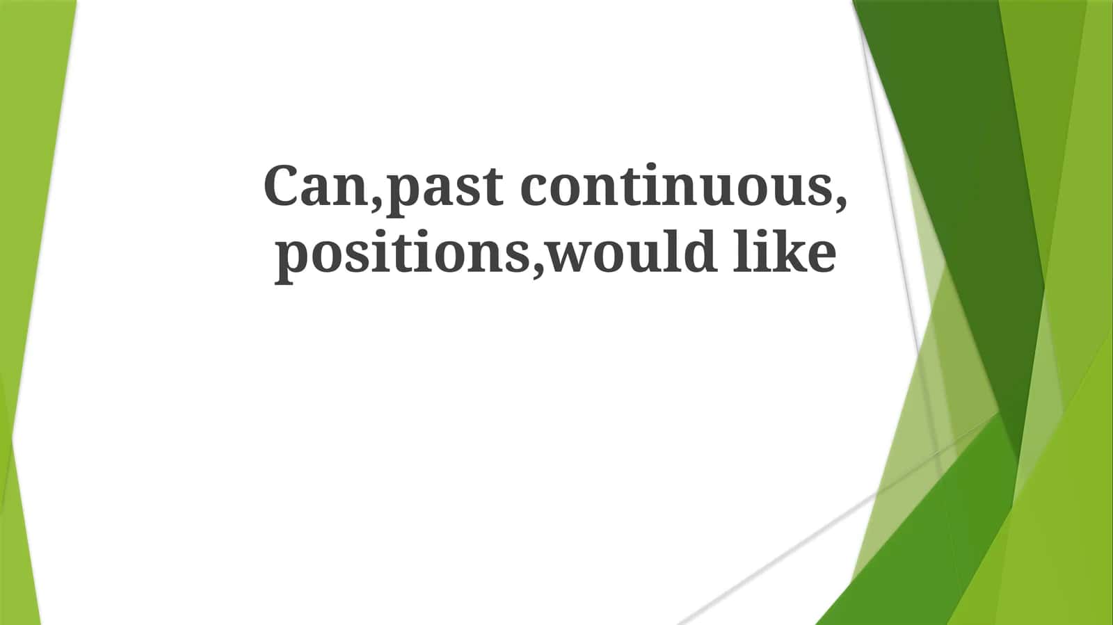 O'tgan Zamonli Gerundiy: Was/Were -Ing, Joylar va Xohishlar: Locations, Would Like, Modal Fe'llar: Could 1