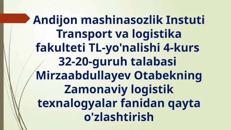 Ombor transport jarayonini baxolash 1