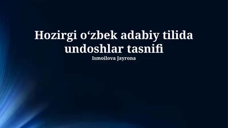 Undoshlar tasnifi 1