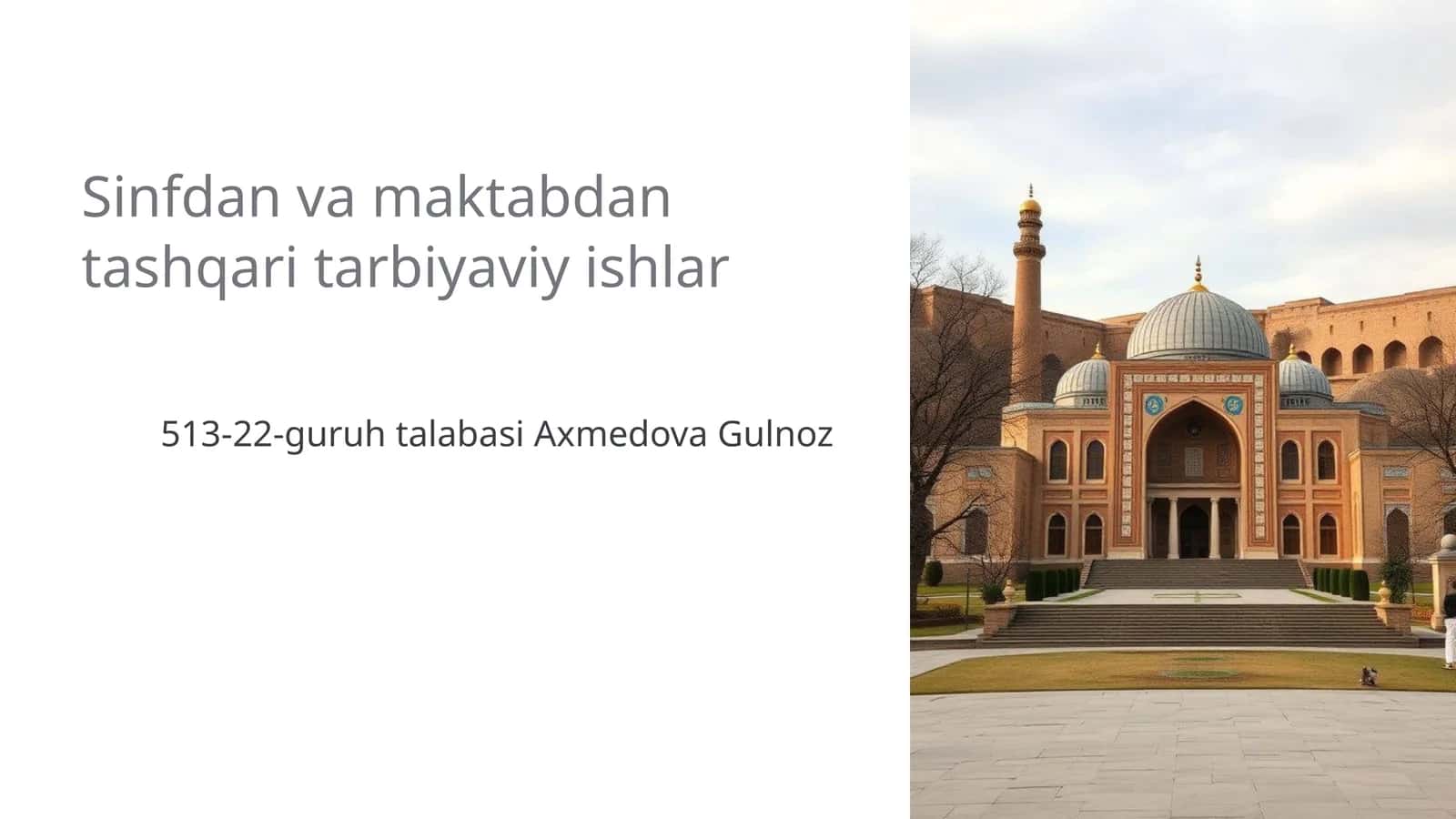 Sinfdan va maktabdan tashqari tarbiyaviy ishlar 1