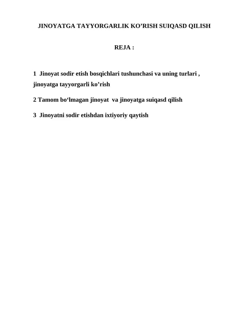 Jinoyatga tayyorgarlik ko’rish 1