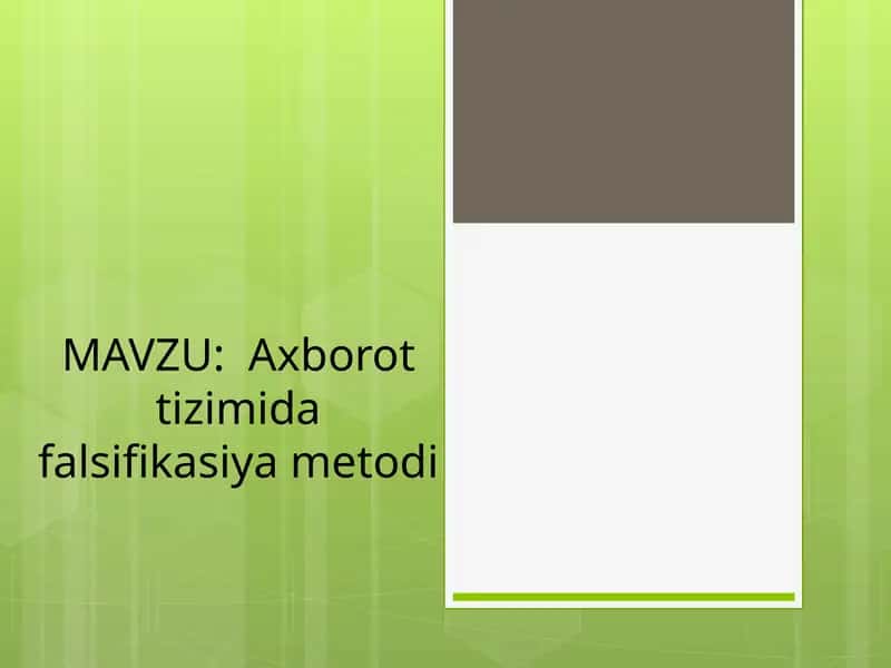 Axborot tizimida falsifikasiya metodi 1