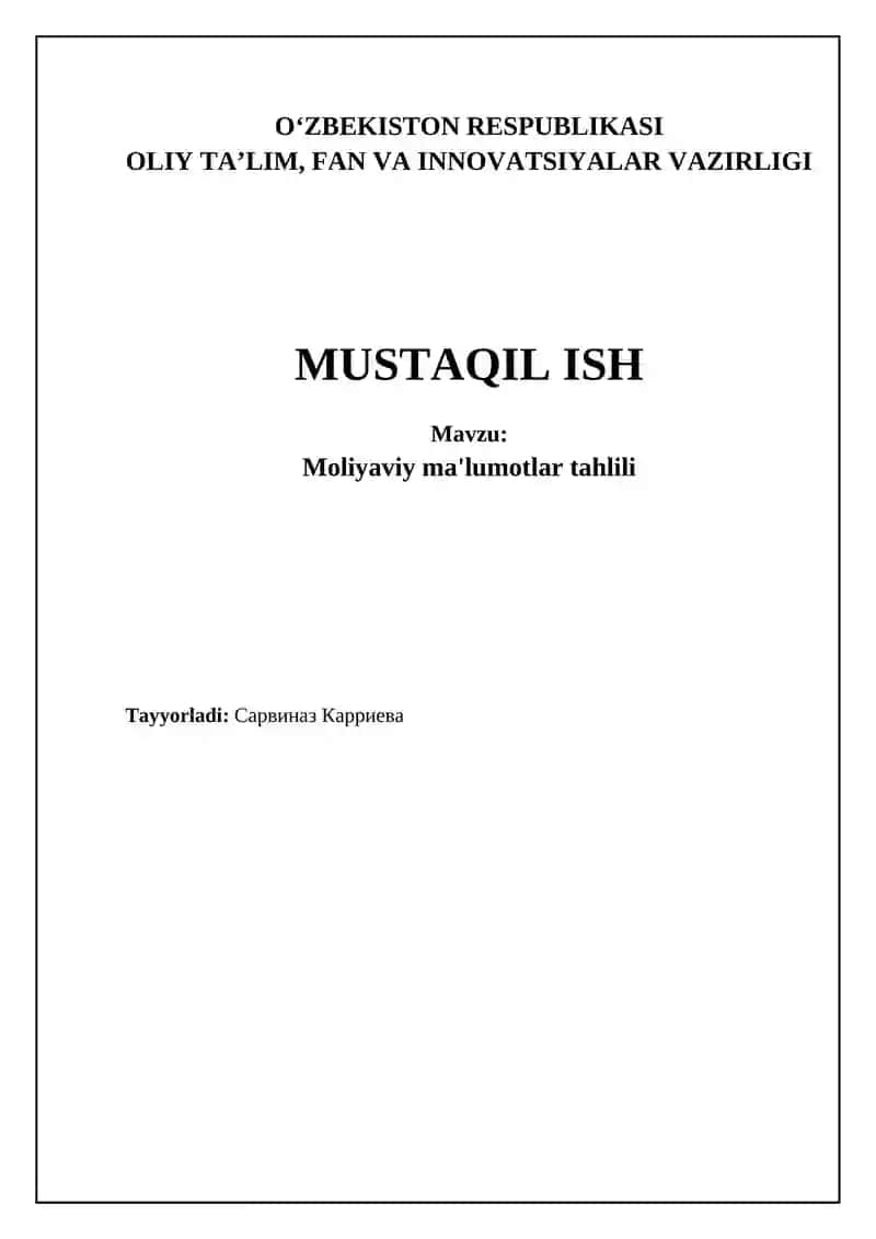 Moliyaviy ma'lumotlar tahlili